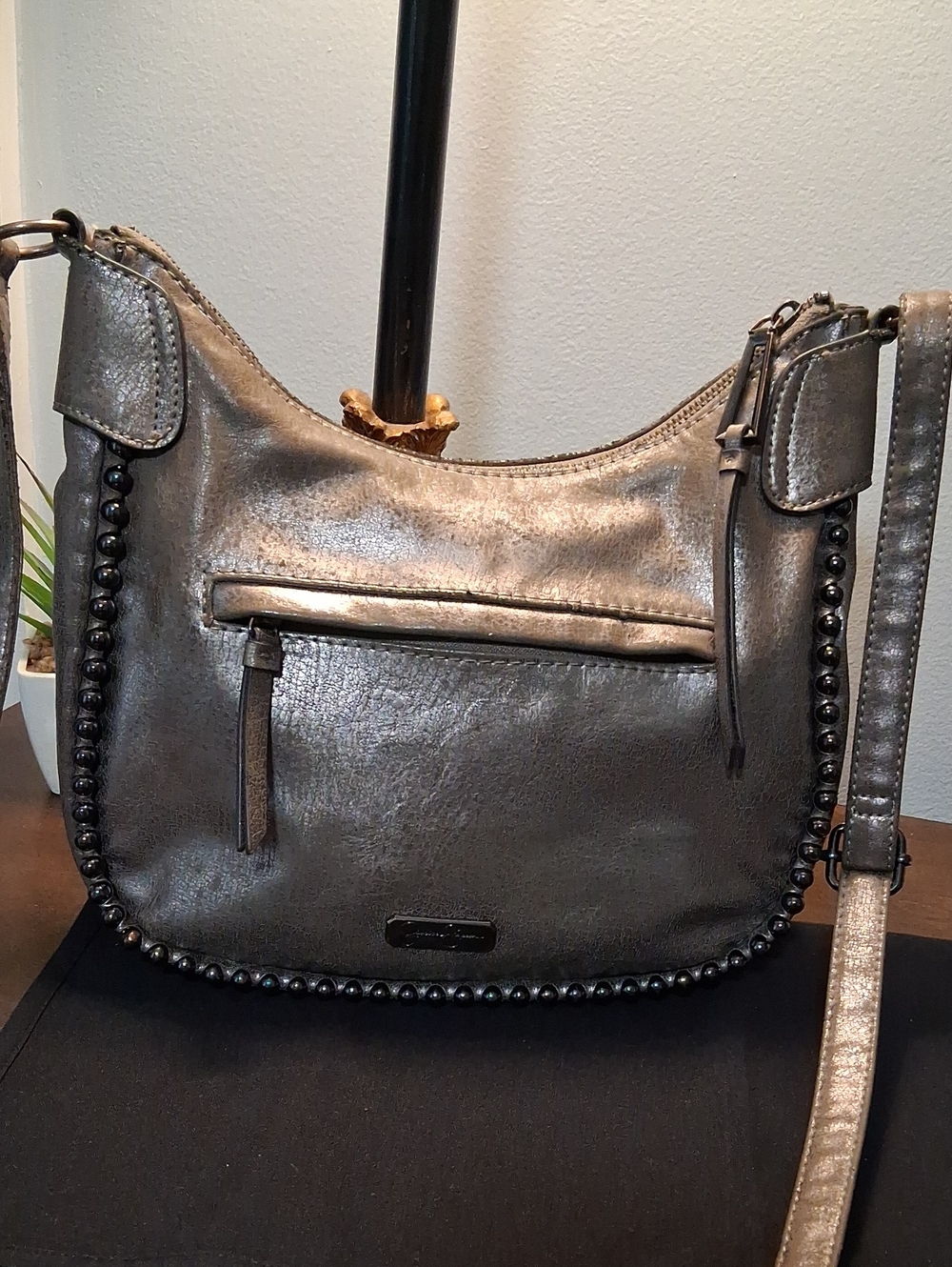Jessica Simpson Metallic Gray Crossbody Bag